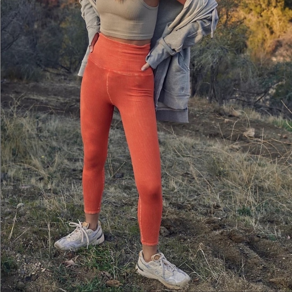 Free People Movement Hapiness Runs‎ Ribbed Leggings extra small orange stretchy